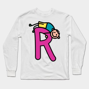 Letter R for Boys alphabet Kids Colorful Cartoon Character Long Sleeve T-Shirt